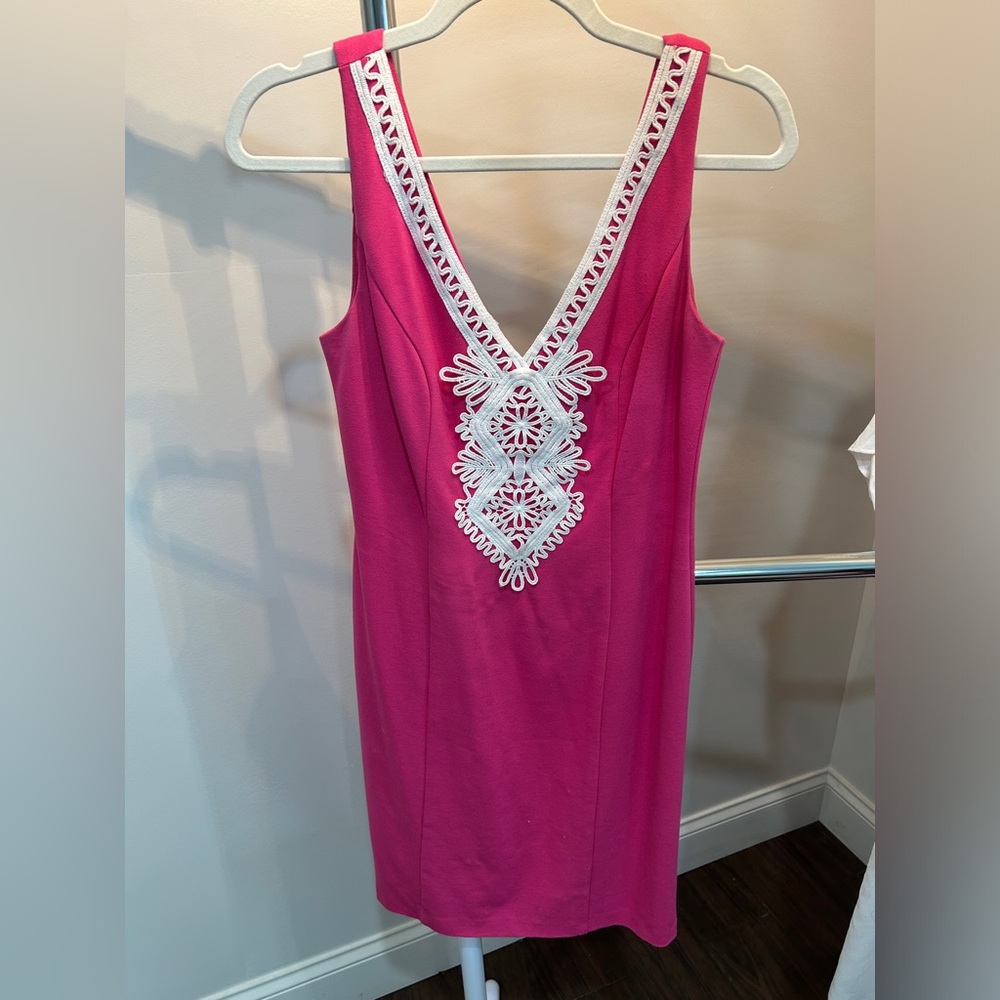 Womens pink cotton spring dress size 4. Stretch